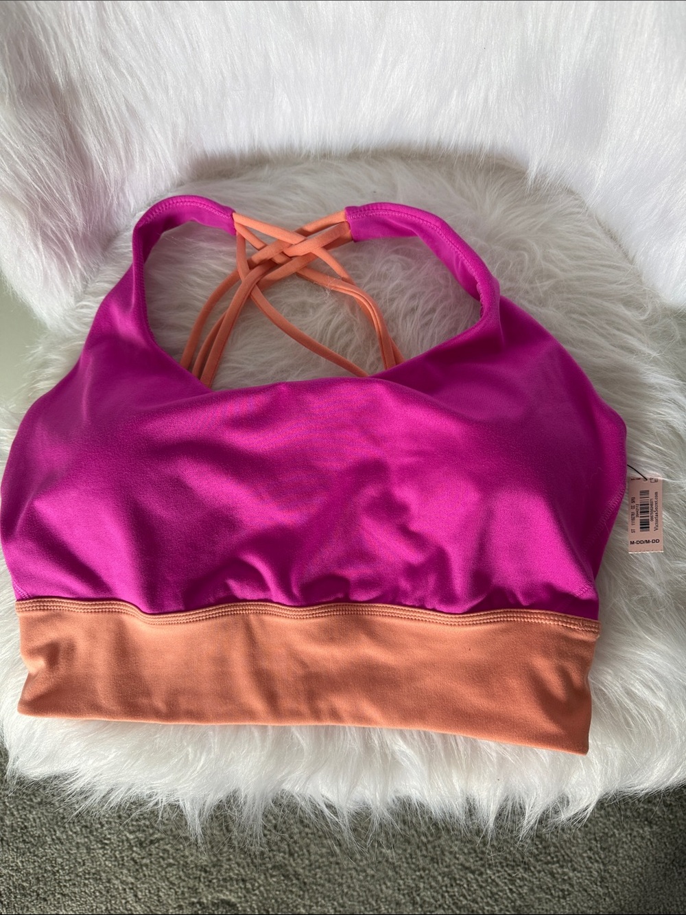Victoria's Secret Pink and Peach Strappy Sports Bralette